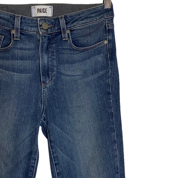 Paige Hoxton Ankle High Rise Cropped Medium Blue Wash Jeans Stretch 27 - Picture 7 of 16